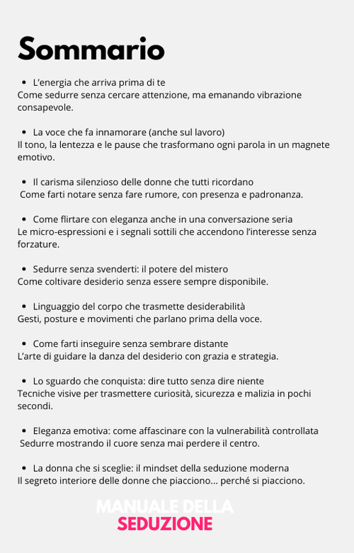 Manuale della Seduzione -  I 10 segreti per attrarre qualsiasi tipo di uomo