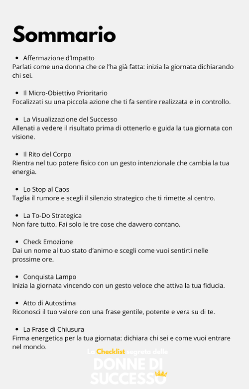 La Checklist segreta delle donne di successo